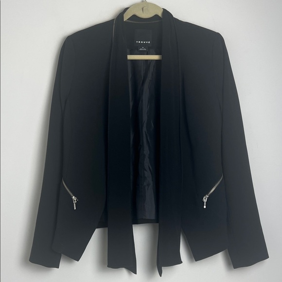 Trouve Jackets & Blazers - Trouve Women's Medium Black Removable Lapel‎ Zipper Detail Blazer